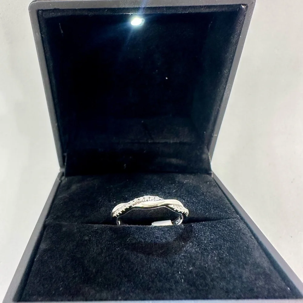 Moissanite Wedding Band Twisted Ring Anniversary GRA Certified 925 18K